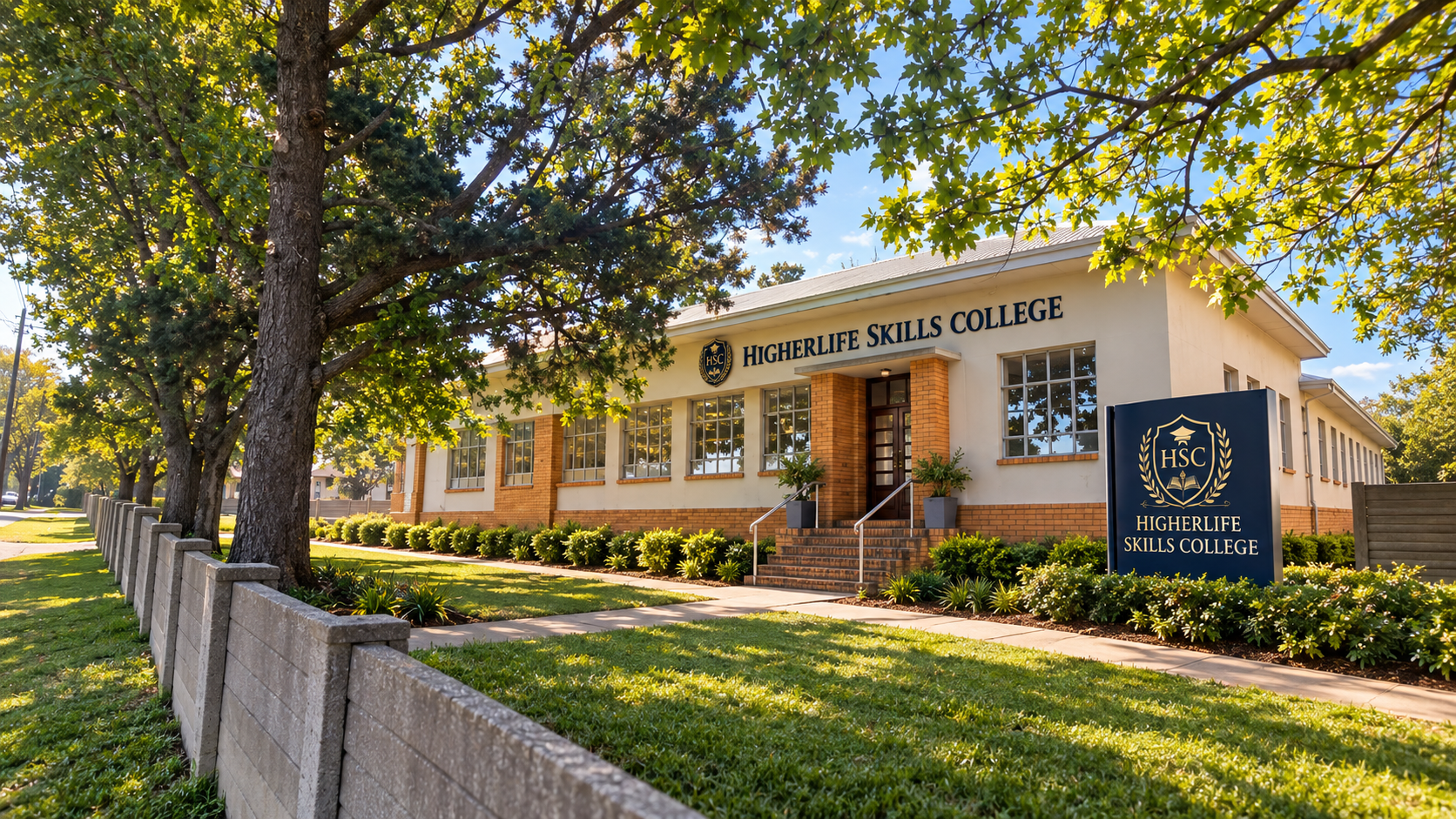Higherlife Skills College landscaped campus angle